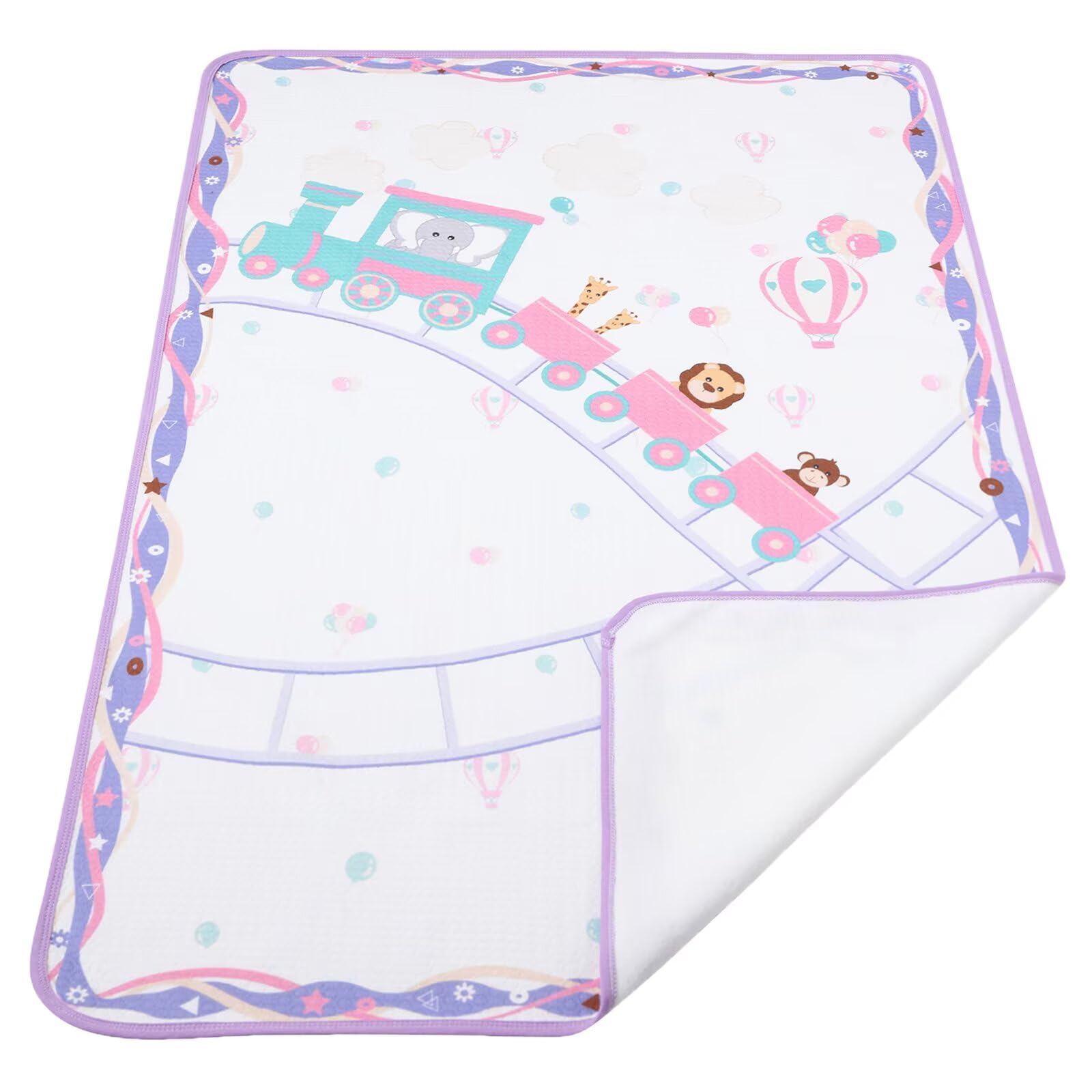 Landofgenie roller-coaster print bed pad provides leak protection with style.
