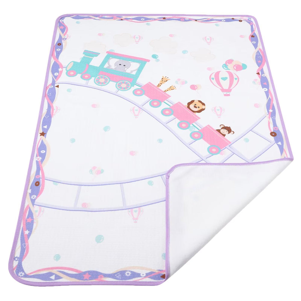 Landofgenie roller-coaster print bed pad provides leak protection with style.