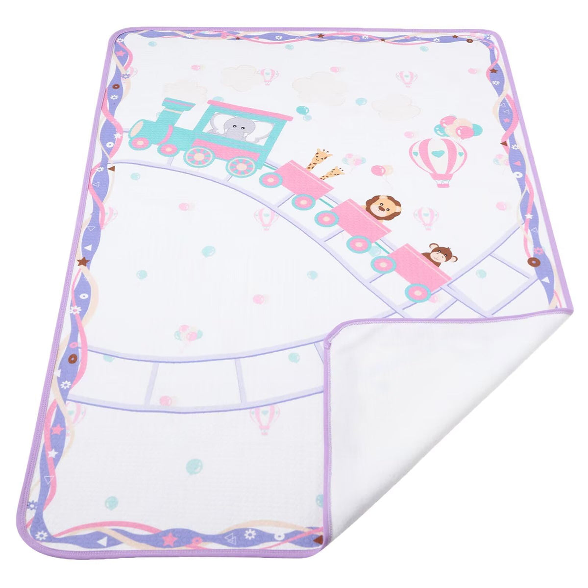 Landofgenie roller-coaster print bed pad provides leak protection with style.