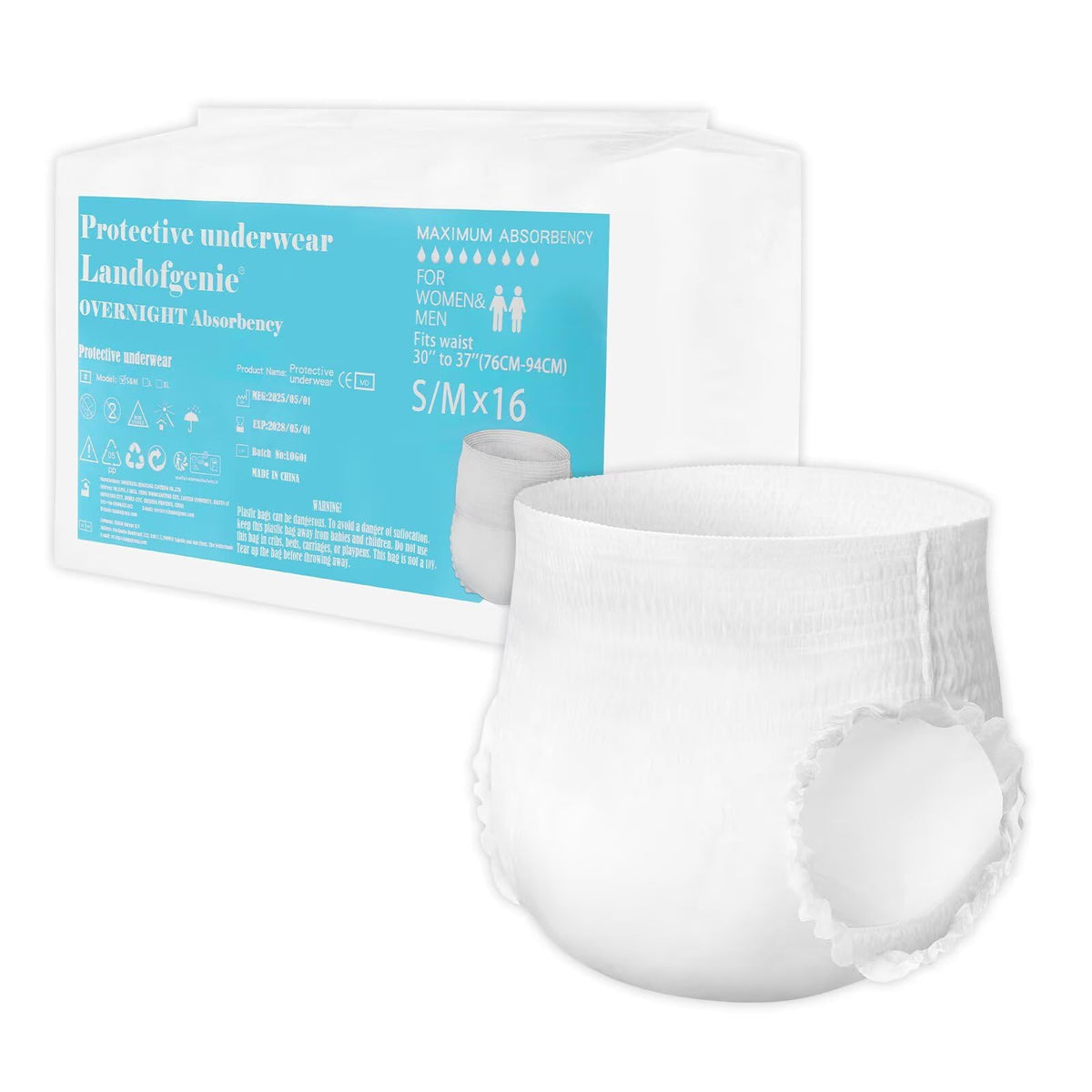 Landofgenie unisex overnight underwear with absorption core for dry nights