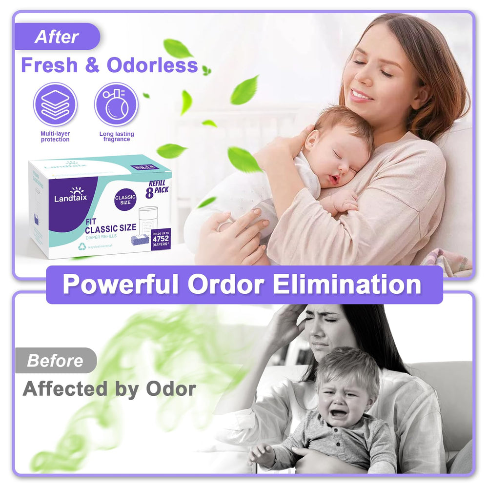 Longer length Landtaix refill indicating 4752 diaper capacity per pack