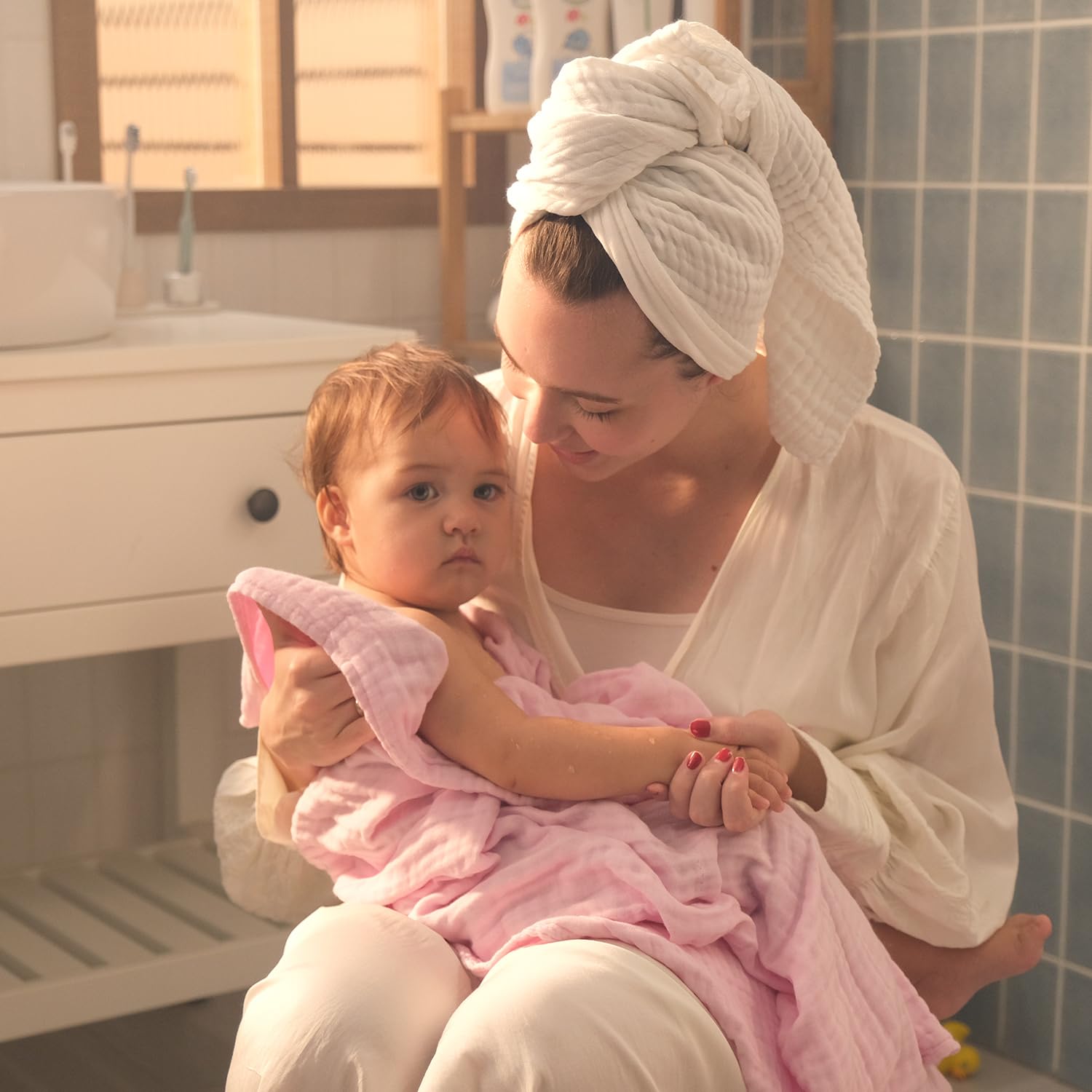 L'Ange towel grows with your baby through their first year