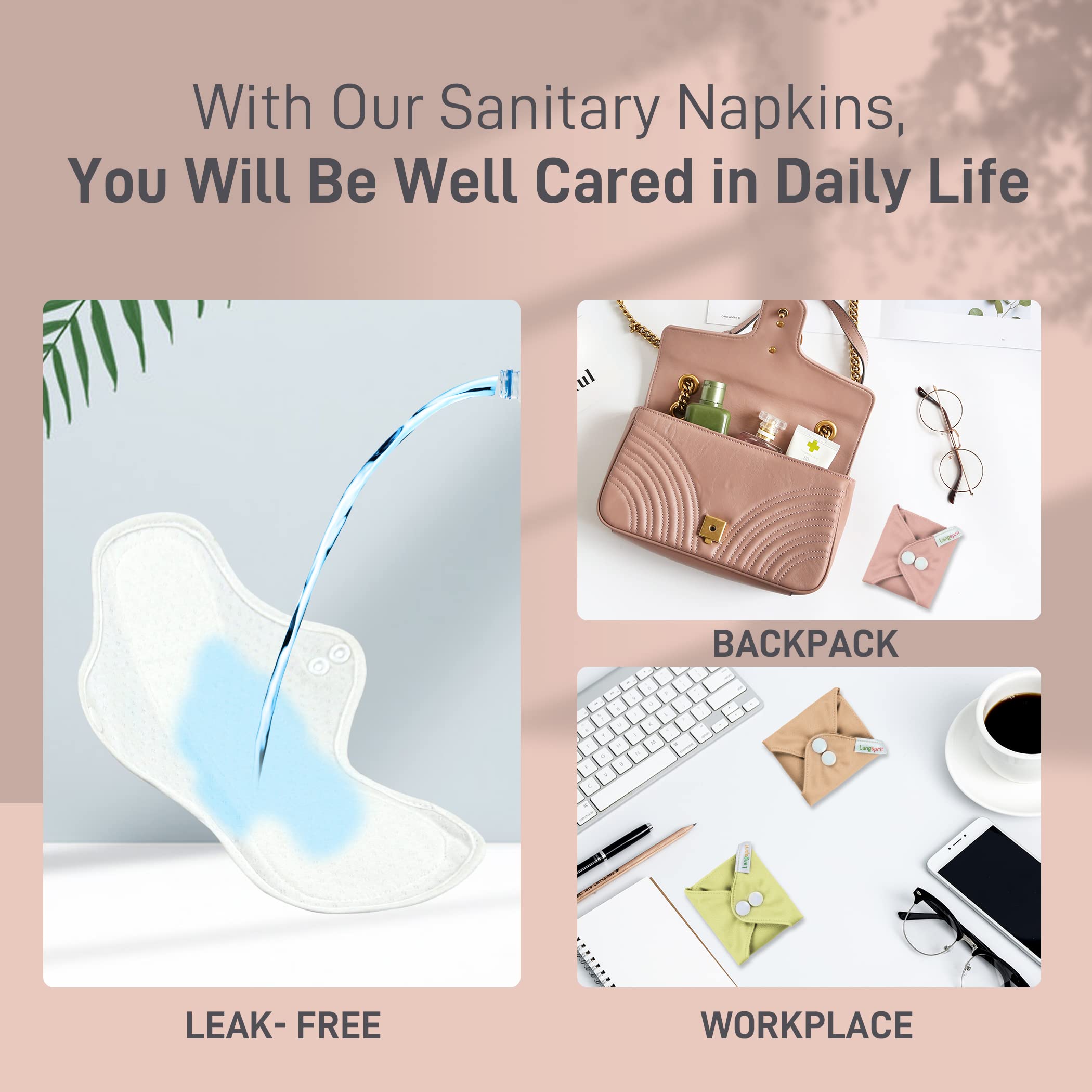 Langsprit pad folded in envelope packaging for easy transport and washing.