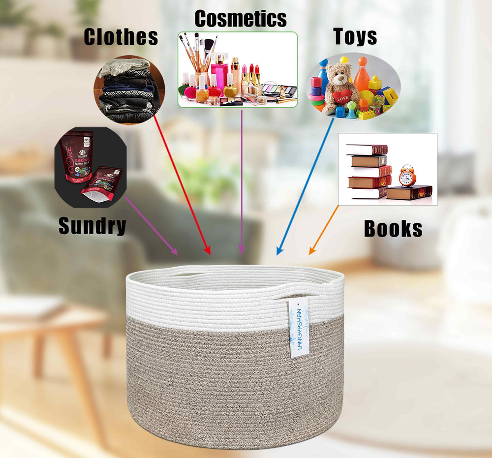 LANGYASHAN basket towel storage neatly holds bathroom linens for easy access.