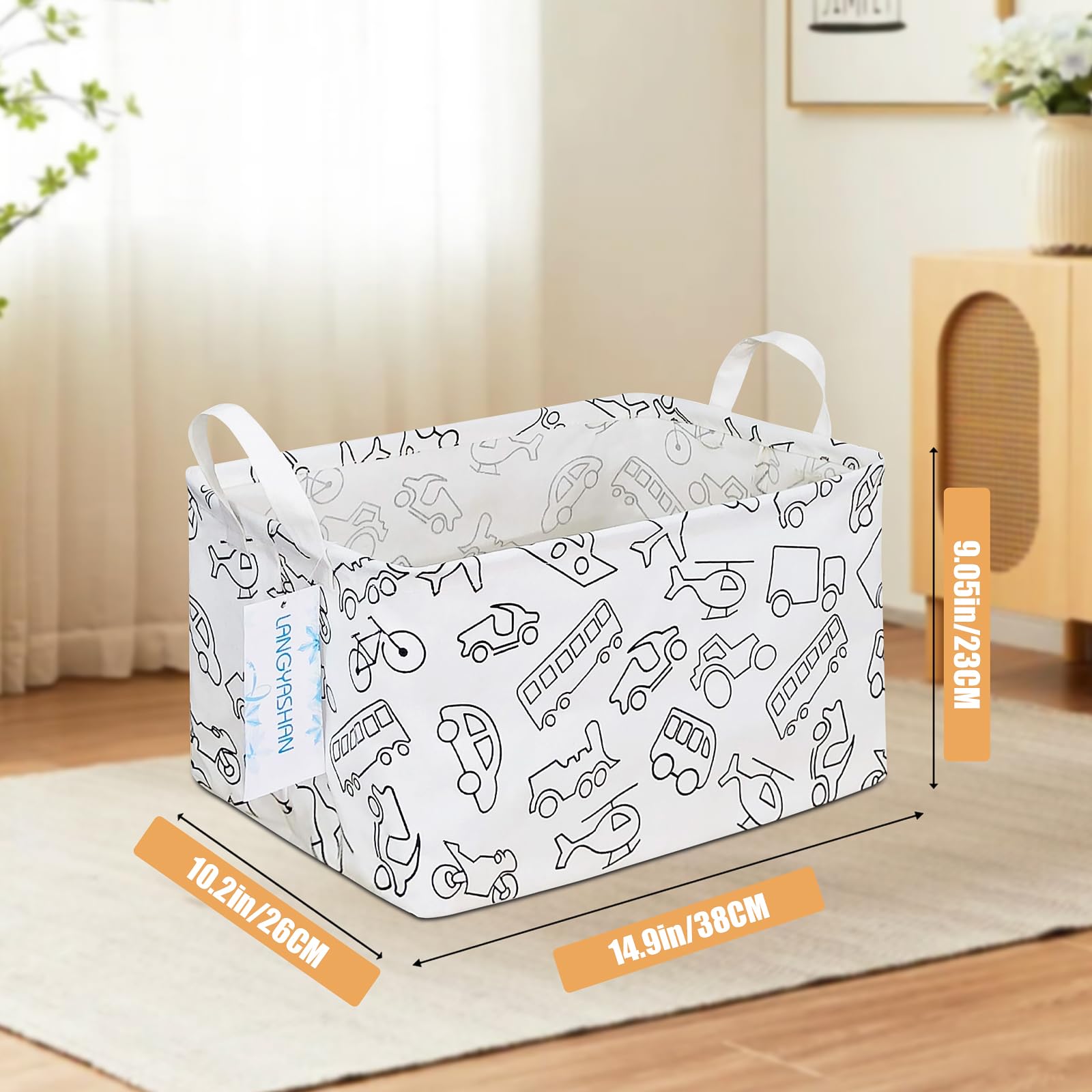 LANGYASHAN canvas storage basket folded flat for compact storage.