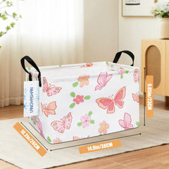 LANGYASHAN canvas storage basket with sturdy handles for easy carrying.