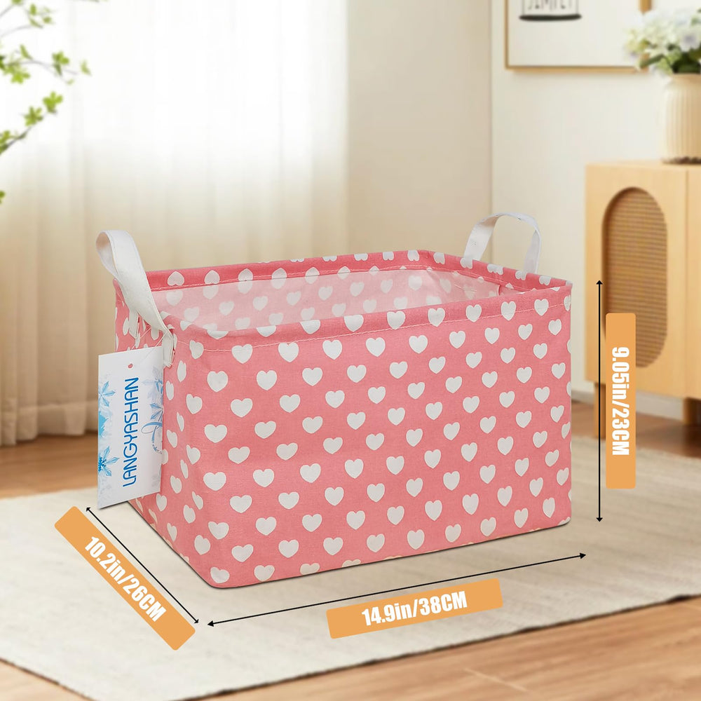  LANGYASHAN collapsible canvas bin with waterproof interior for nursery storage.