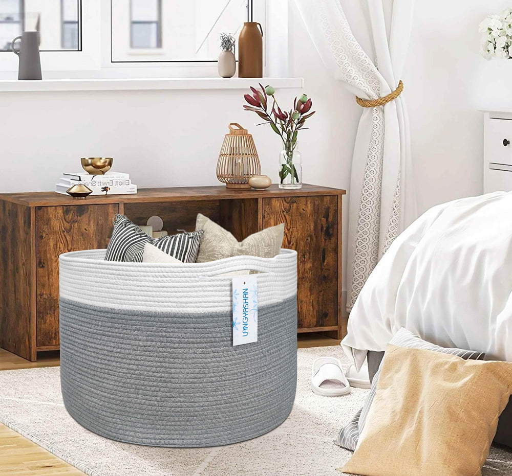 LANGYASHAN cotton rope basket with durable construction