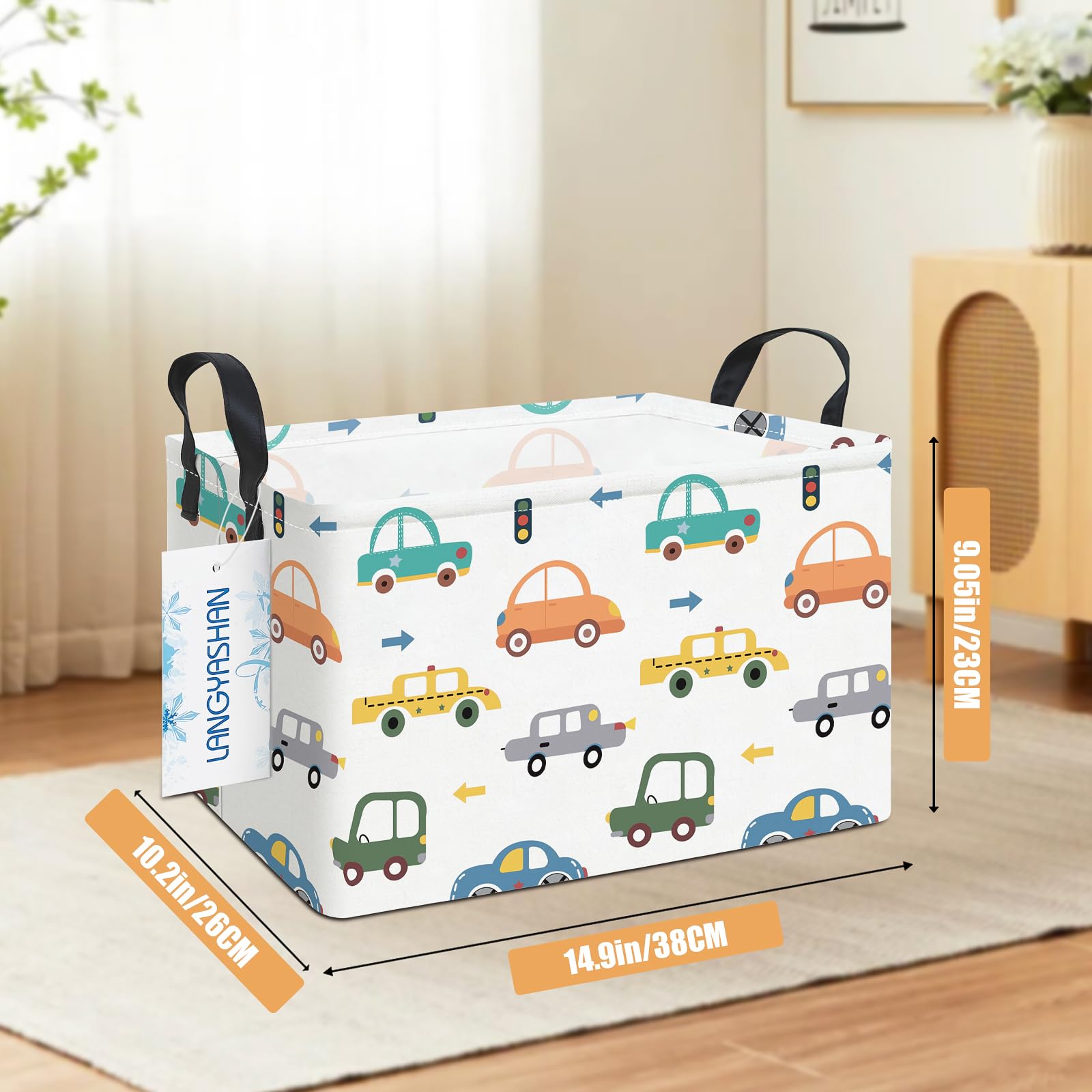 LANGYASHAN foldable canvas storage bin ready to tuck away flat when not in use