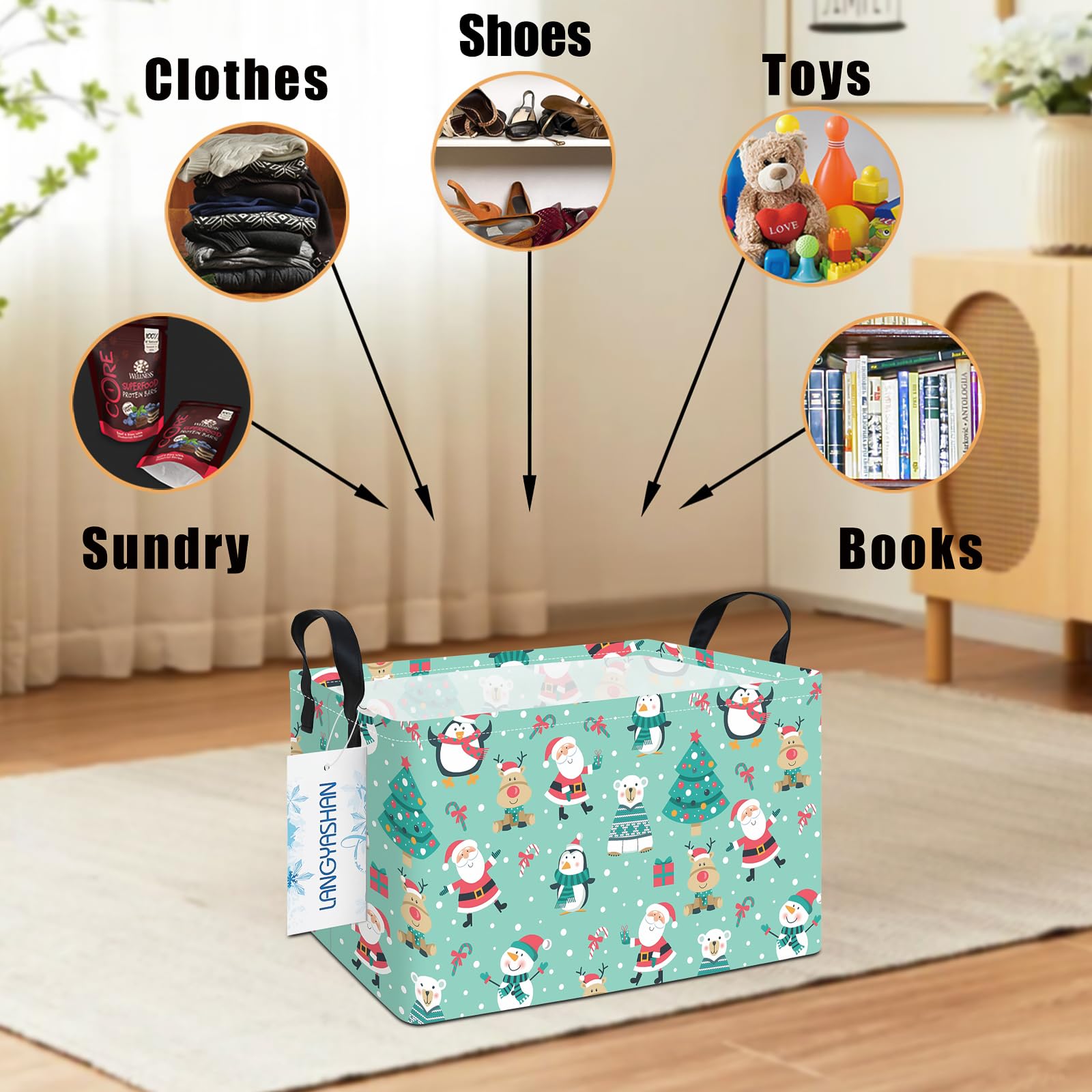 Langyashan foldable storage basket fits under beds for clutter-free spaces.