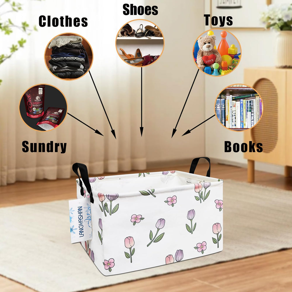 LANGYASHAN foldable storage bin flat fold option saves space when not in use