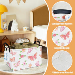 LANGYASHAN foldable storage bin shown in a cozy living room setup for decluttering.