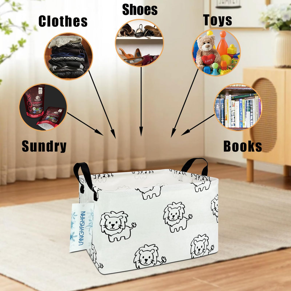 LANGYASHAN foldable storage bin folds flat for easy storage when not in use.