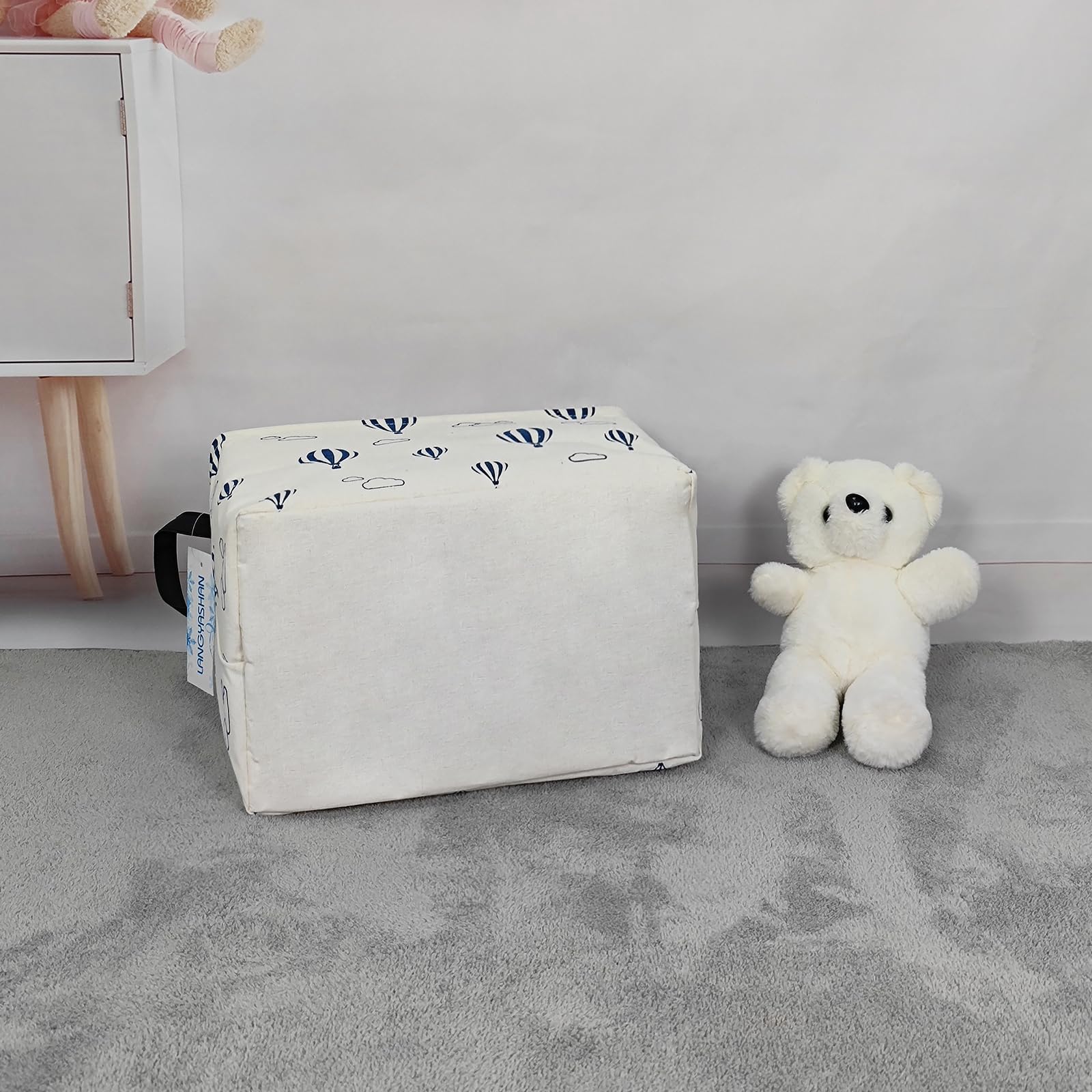 LANGYASHAN laundry bin doubles as nursery hamper for quick cleanup.