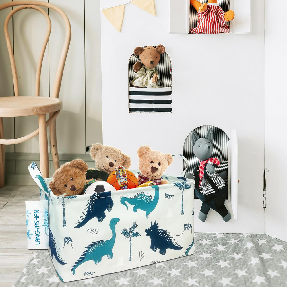 LANGYASHAN nursery storage basket stores blankets and plush toys neatly.