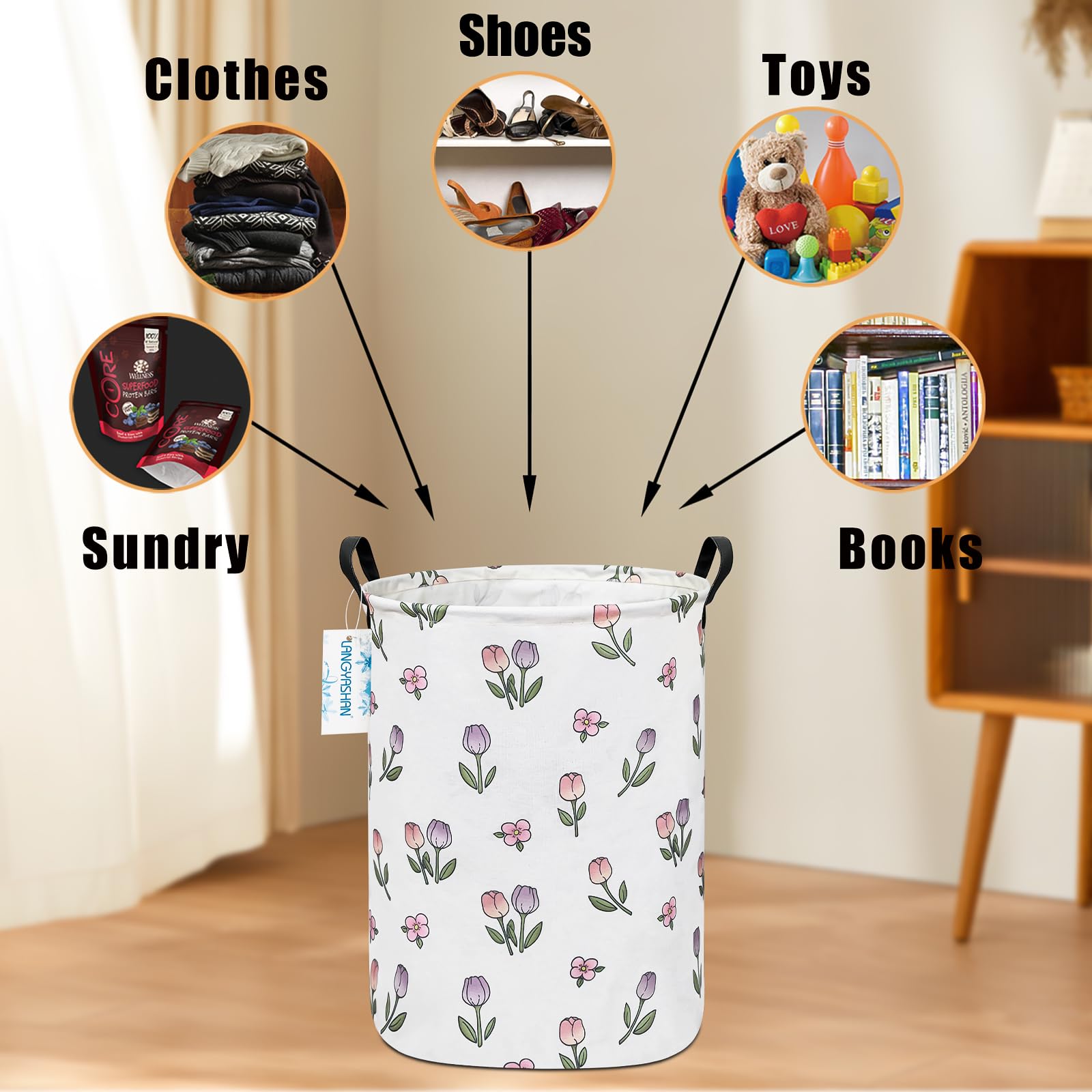 LANGYASHAN nursery hamper adds color and order in a child's room.