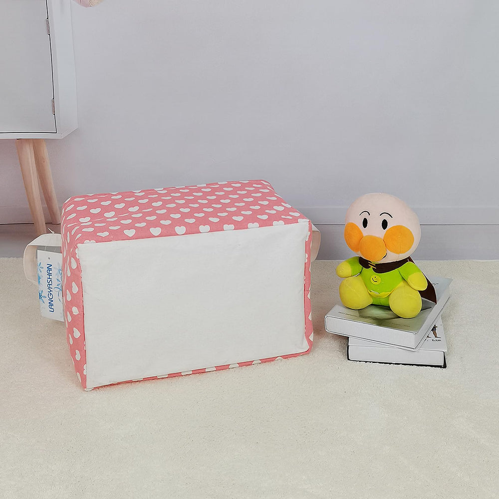 LANGYASHAN pink-heart storage bin blends decor and practicality.