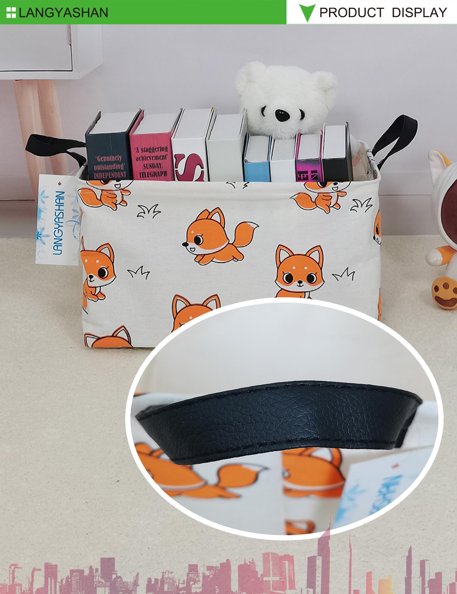 LANGYASHAN Rectangle Storage Bin collapsible design saves space when not in use