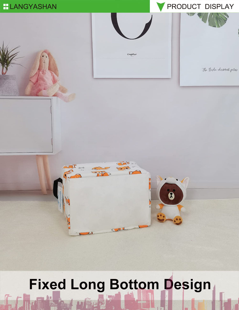LANGYASHAN Rectangle Storage Bin with toys and books neatly tucked away