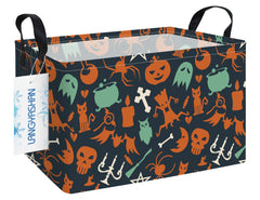 LANGYASHAN Rectangular Halloween Ghost storage bin front view, sturdy organizer for toys and decor