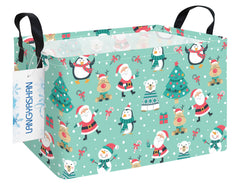 Langyashan rectangular Santa storage basket with handles for tidy toy organization.