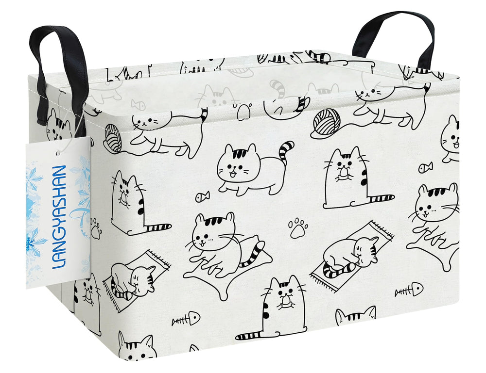 LANGYASHAN rectangular storage bin in canvas fabric keeps toys organized and accessible