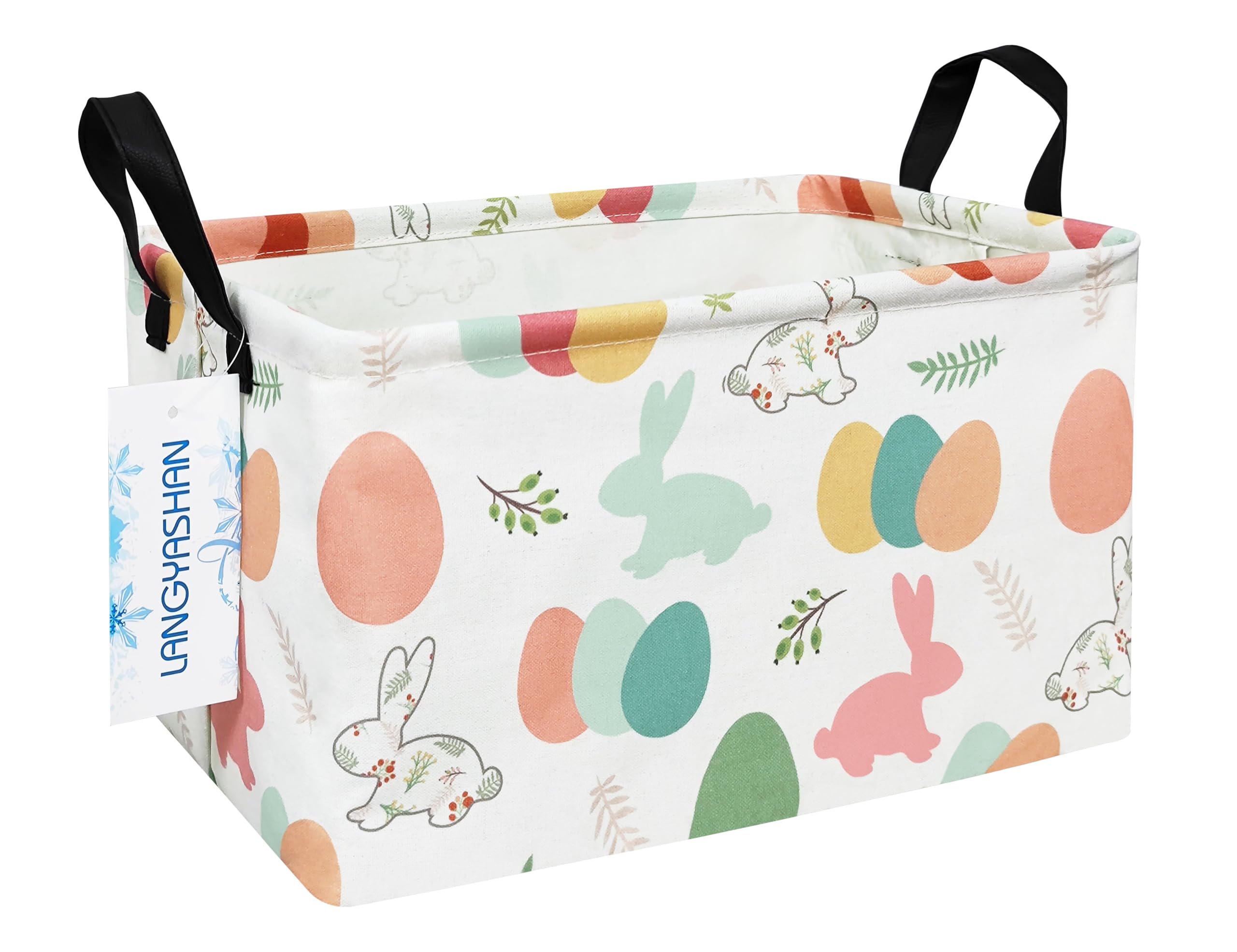 LANGYASHAN rectangular storage bin in canvas stands upright for tidy toy organization.
