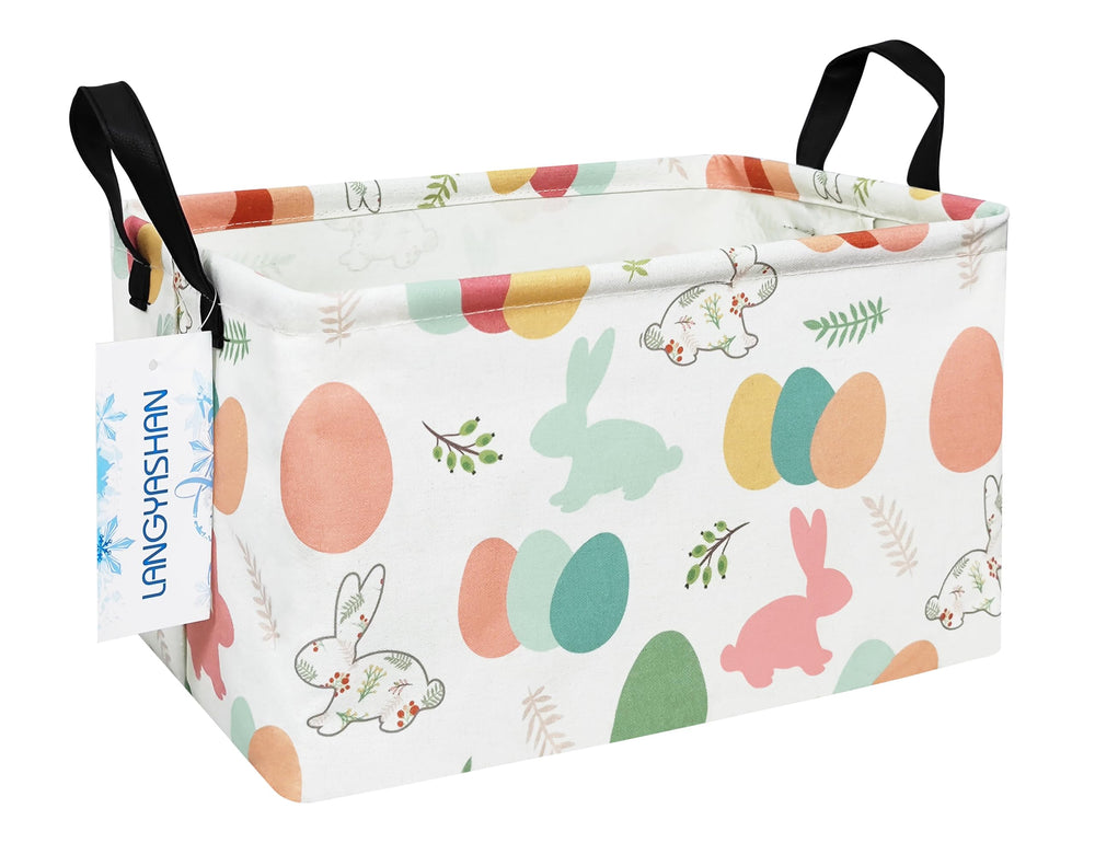 LANGYASHAN rectangular storage bin in canvas stands upright for tidy toy organization.