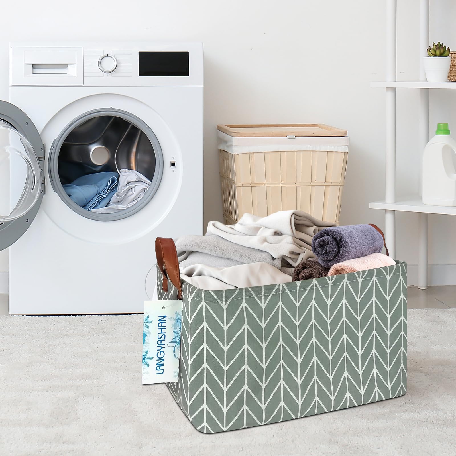 LANGYASHAN rectangular storage bin in a closet for space-saving organization