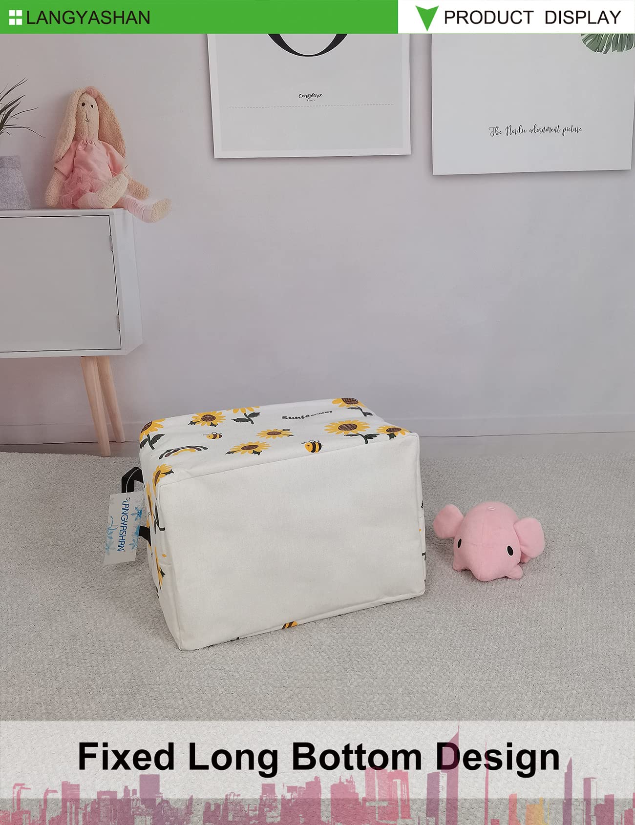 LANGYASHAN collapsible bin tucked under bed for clutter-free bedroom storage