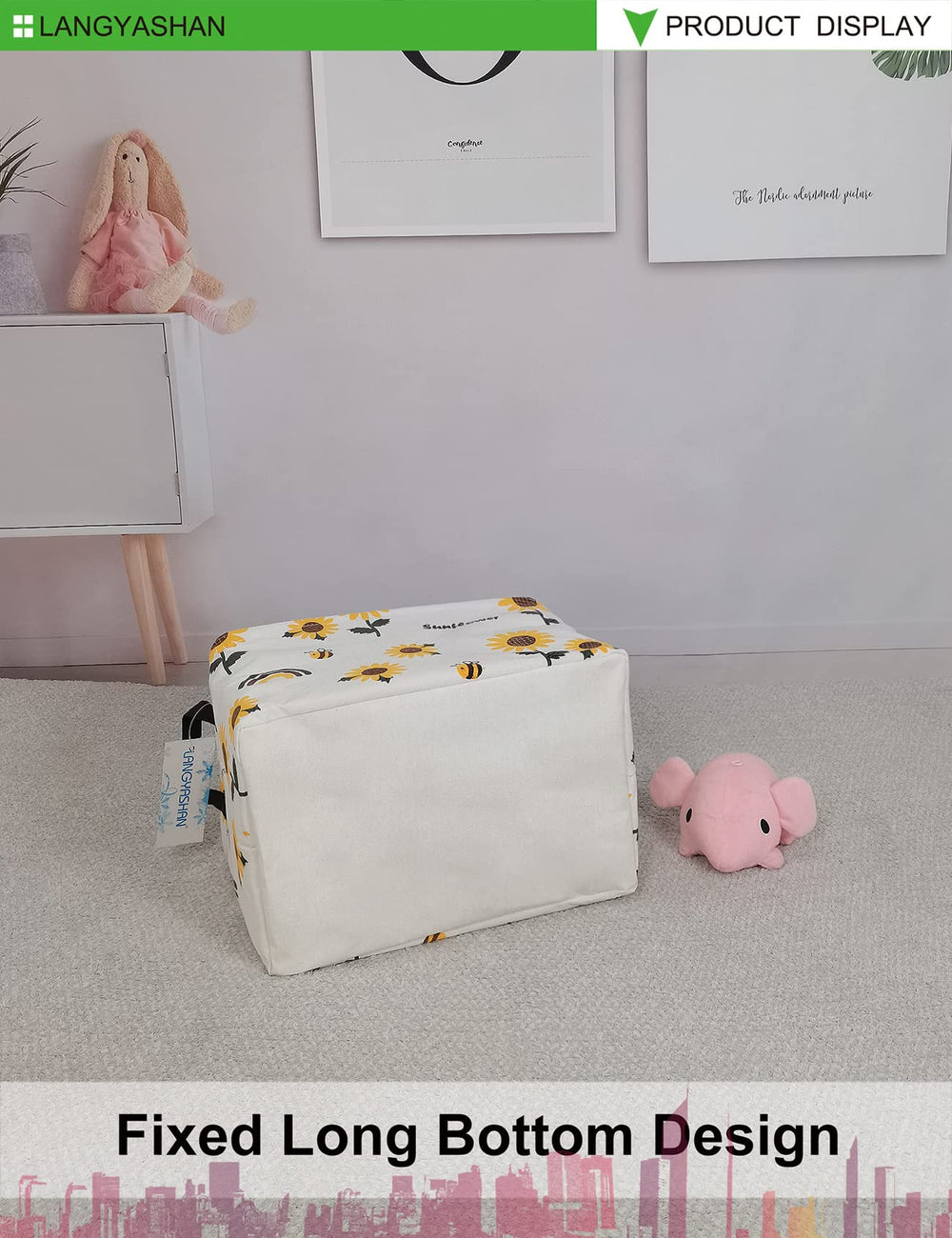 LANGYASHAN collapsible bin tucked under bed for clutter-free bedroom storage