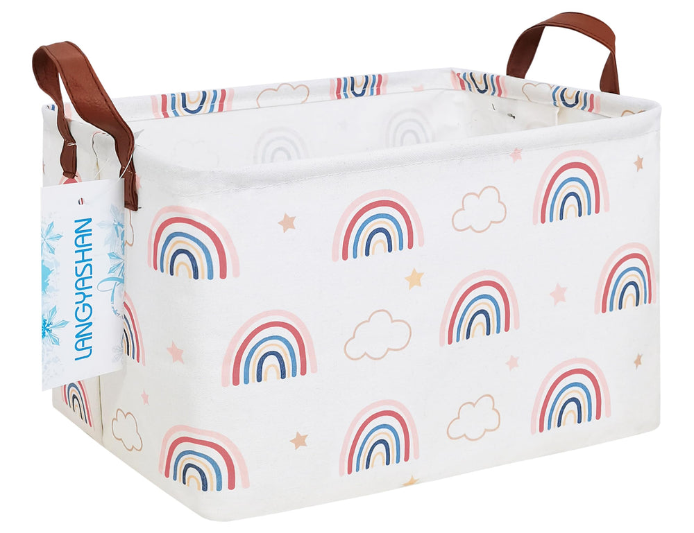 LANGYASHAN Rectangular Storage Bin cloud rainbow ideal for toy organization