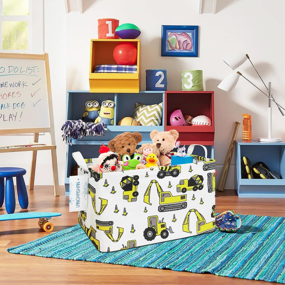 LANGYASHAN collapsible storage bin folds flat for easy closet storage.