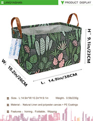 LANGYASHAN foldable storage bin collapses flat for compact storage.