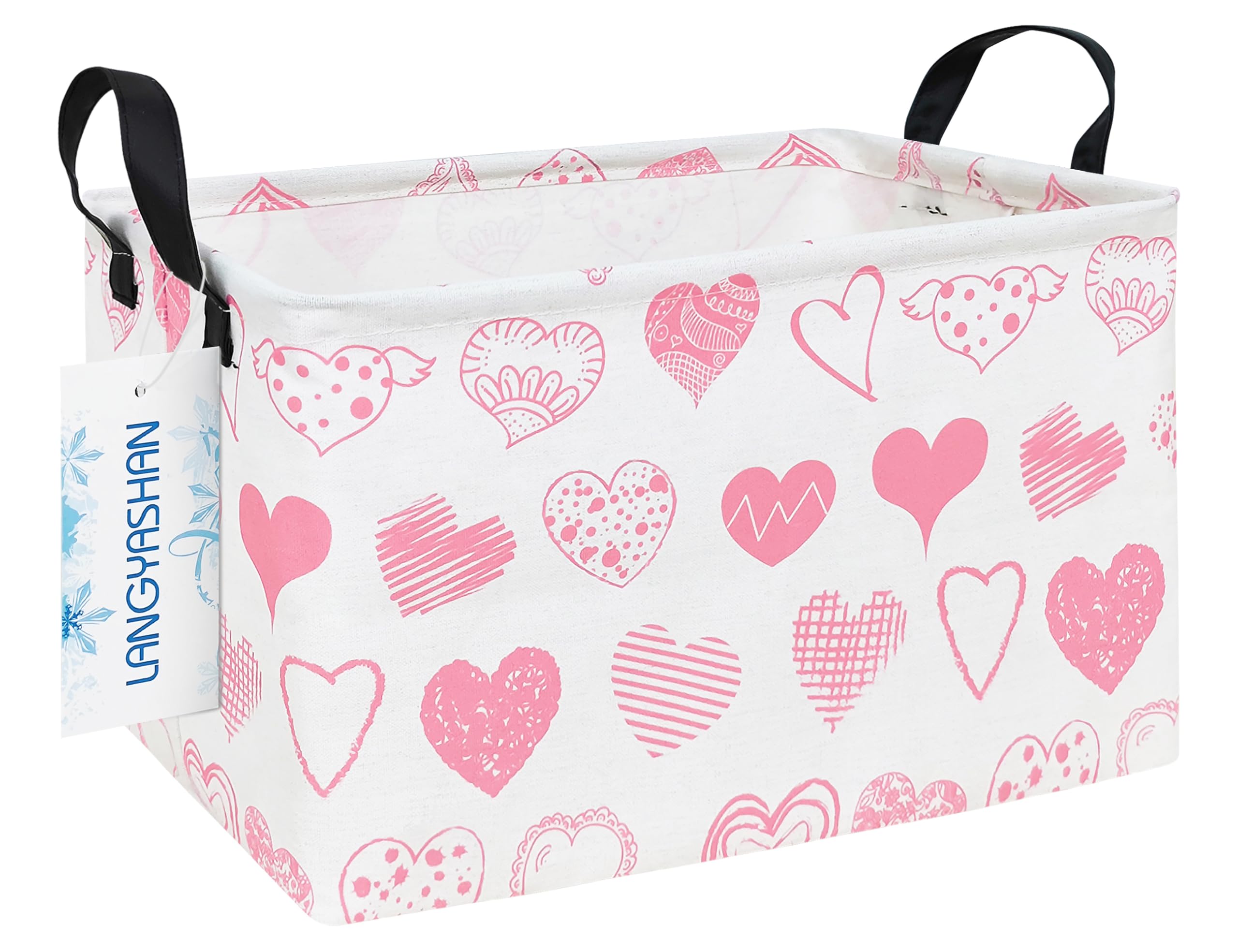 LANGYASHAN rectangular storage bin with handles for easy toy and book transport