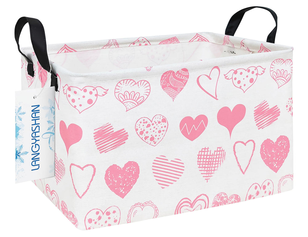 LANGYASHAN rectangular storage bin with handles for easy toy and book transport