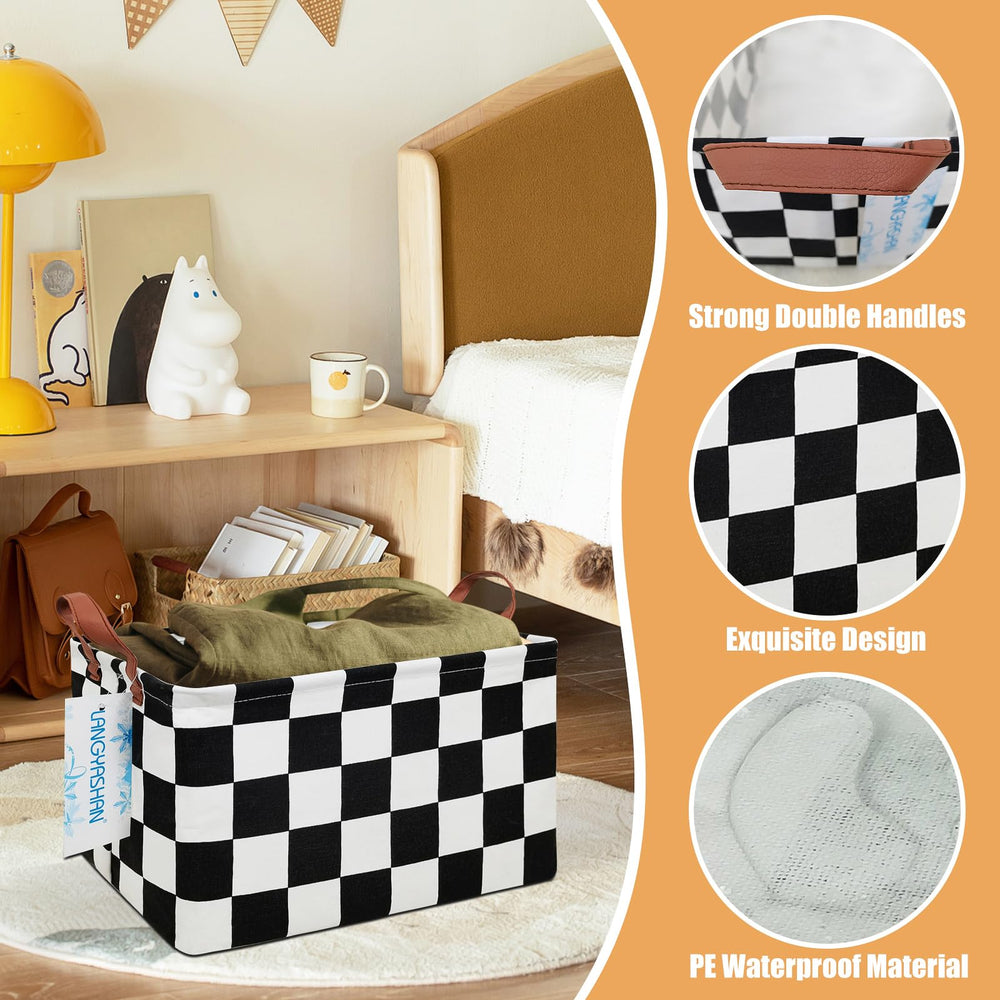 LANGYASHAN rectangular storage bin with thick handles for easy lifting.