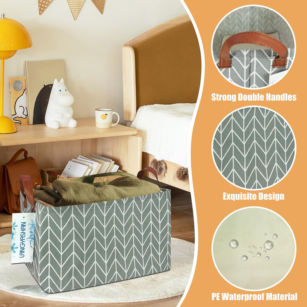 LANGYASHAN rectangular storage bin in a playroom storing books and plush toys