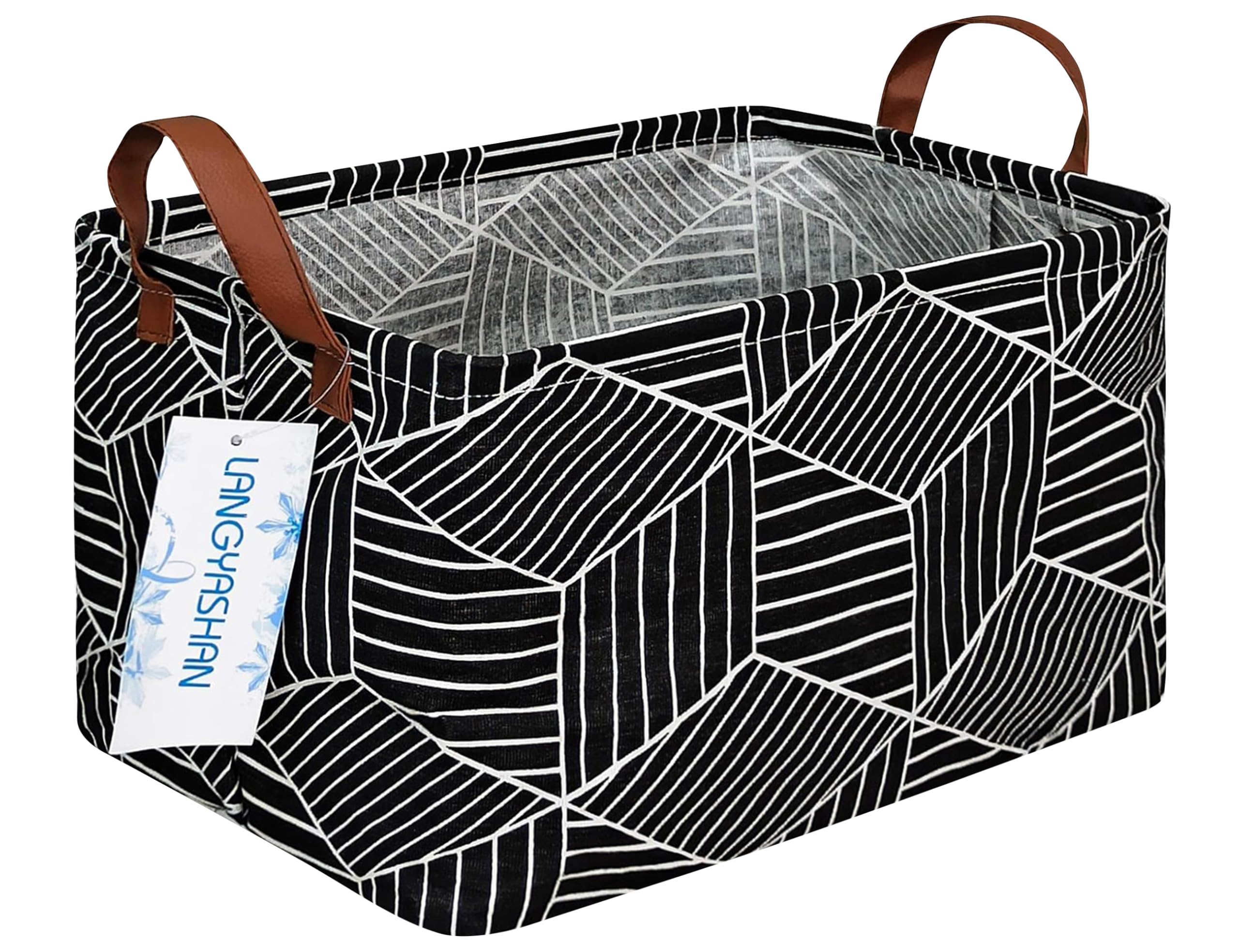 LANGYASHAN rectangular storage bin stands upright with sturdy canvas for tidy spaces.