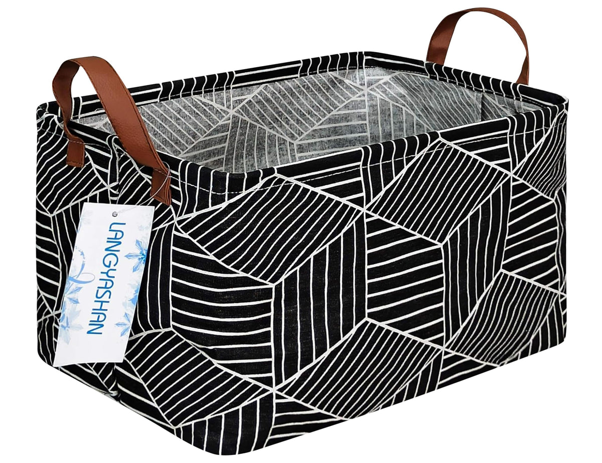 LANGYASHAN rectangular storage bin stands upright with sturdy canvas for tidy spaces.