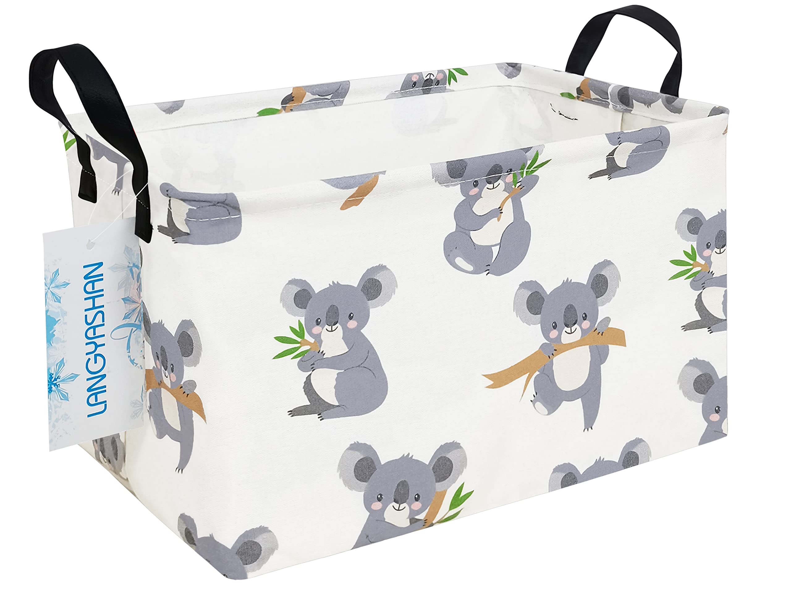LANGYASHAN rectangular storage bin with standing structure and handles for organized toy storage.