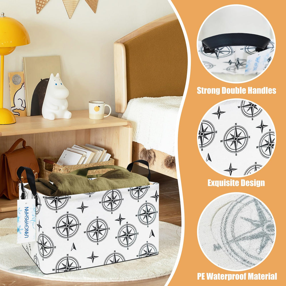 LANGYASHAN rectangular storage bin with thick handles for easy transport