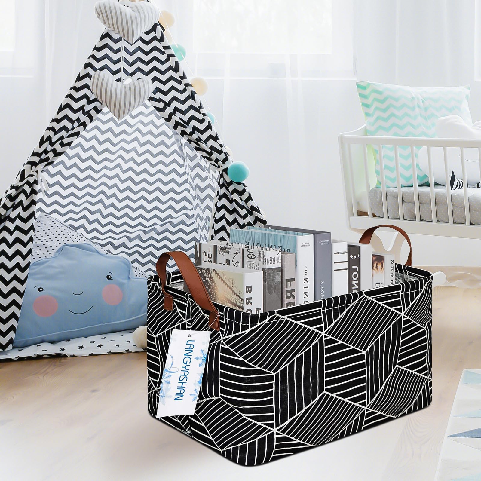 LANGYASHAN toy storage bin keeps playroom organized and accessible.