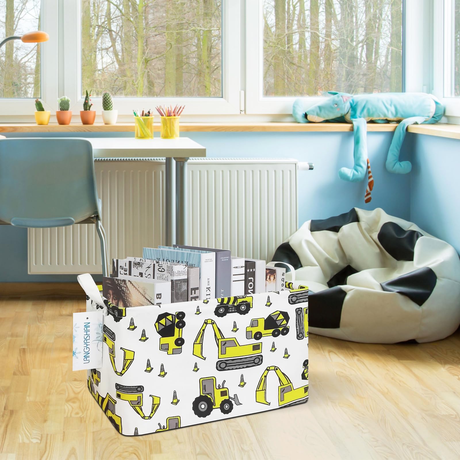 LANGYASHAN toy storage bin organizes toys and books neatly.
