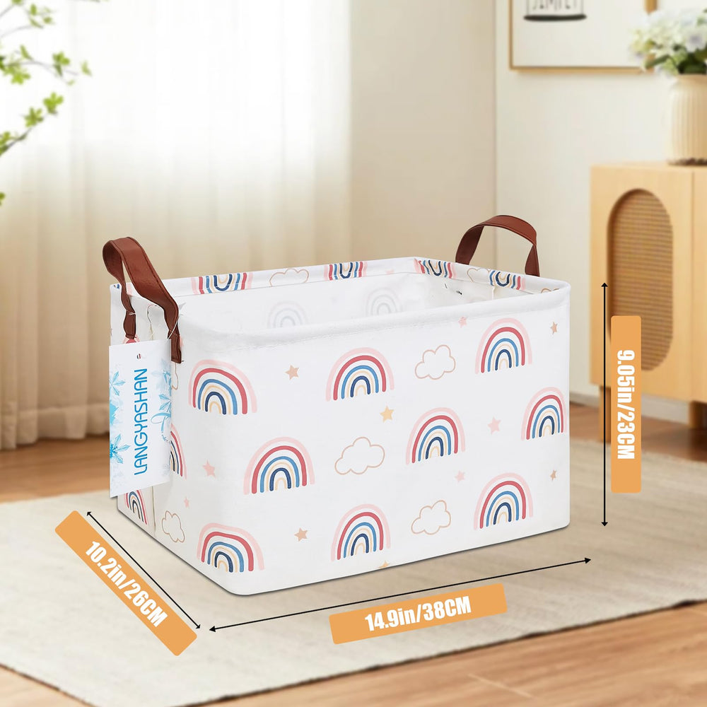 LANGYASHAN Rectangular Storage Bin toy bin with sturdy handles for easy transport