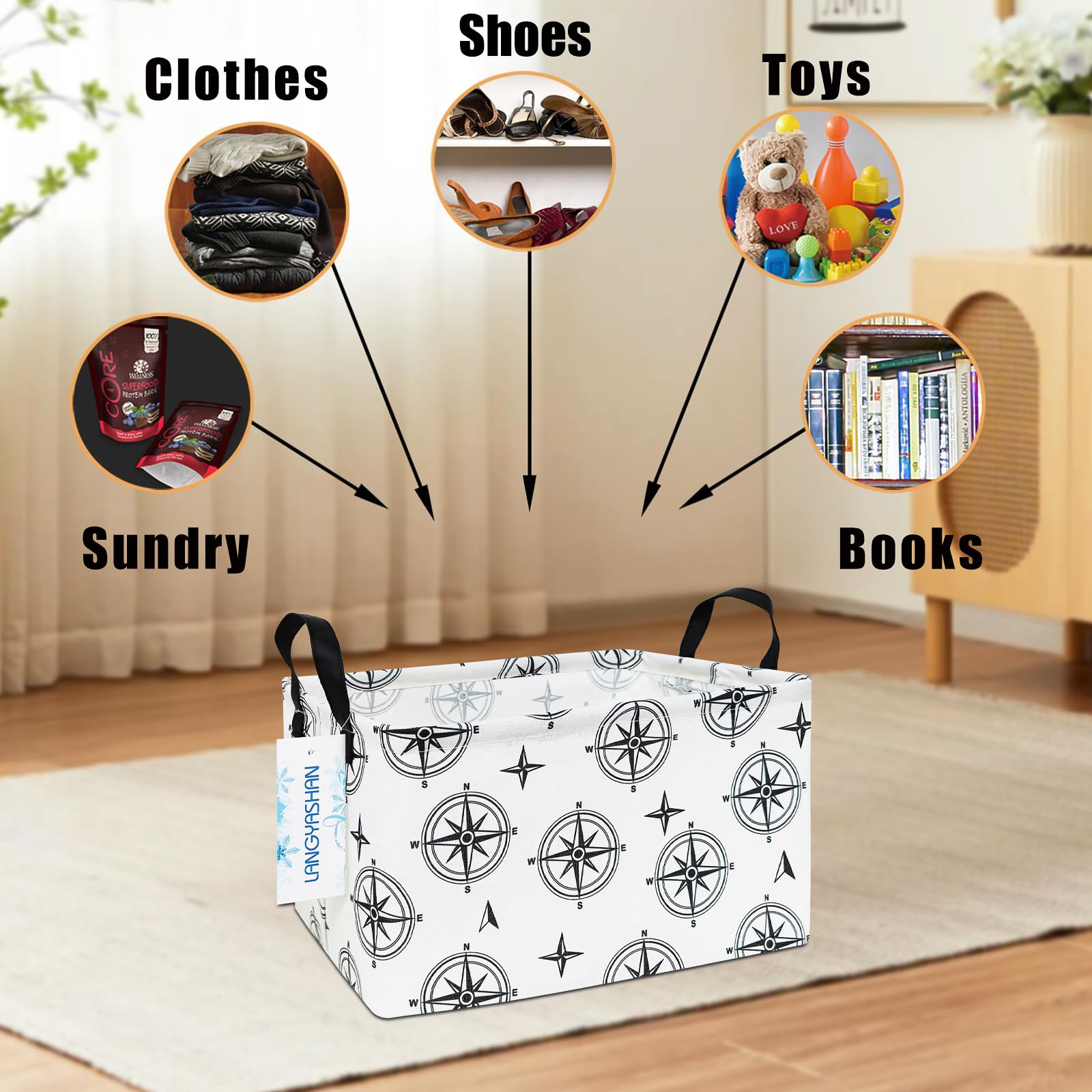 LANGYASHAN rectangular storage bin with waterproof inner coating for moisture resistance