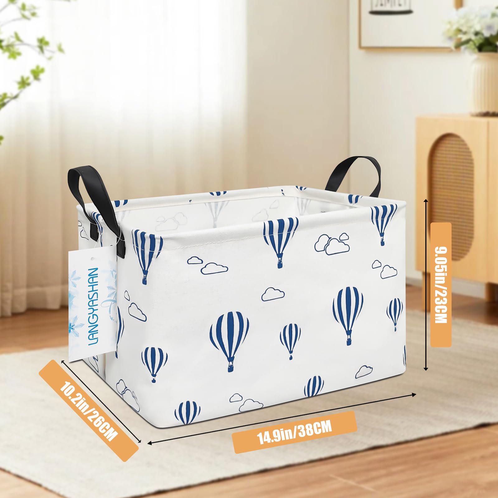 LANGYASHAN storage bin with strong handles for easy transport and heavy loads.