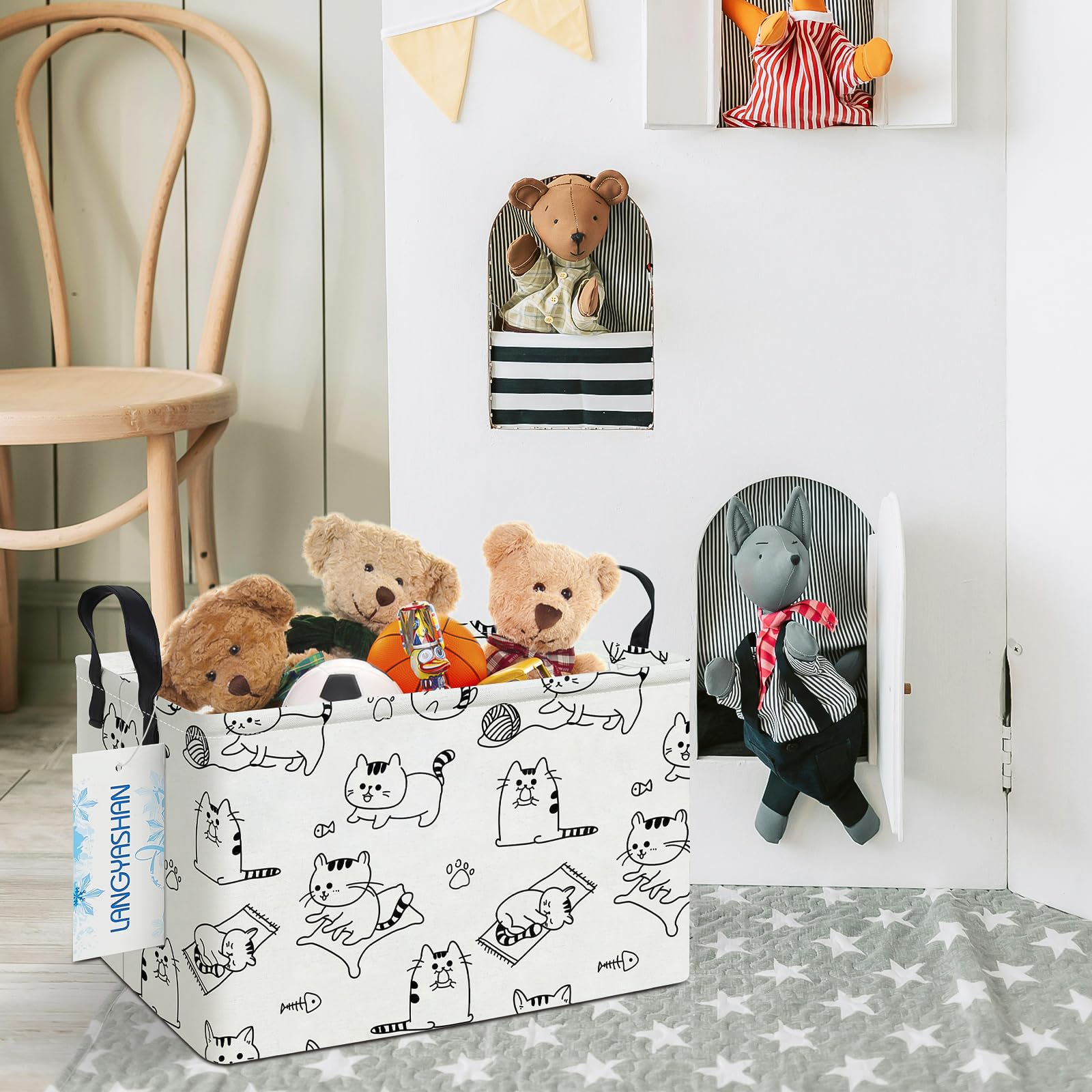 LANGYASHAN storage bin with thick handles for easy lifting and transport