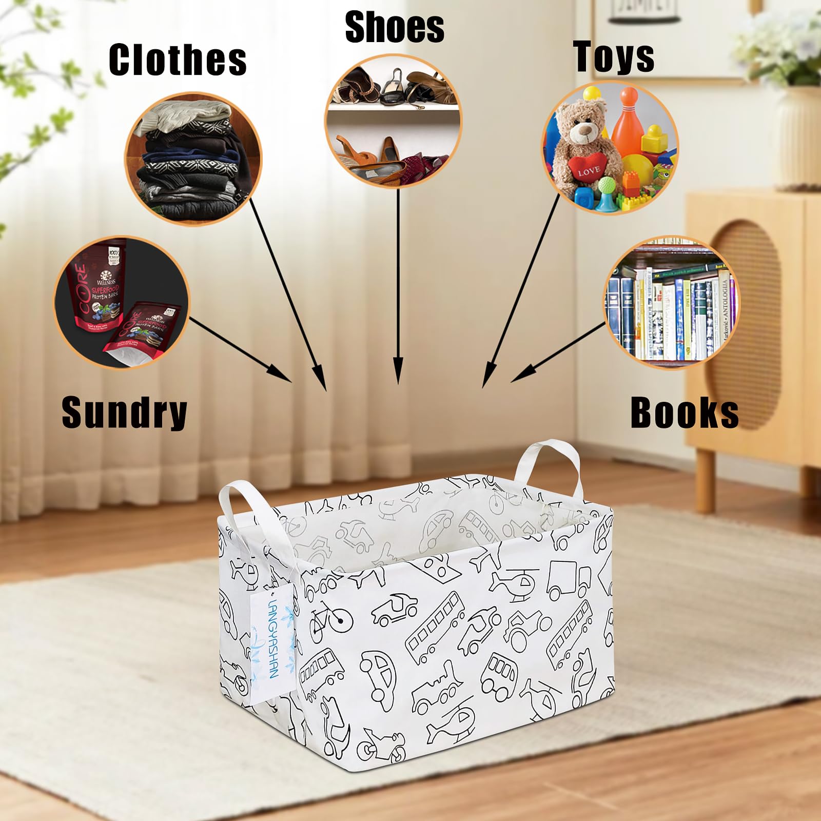 LANGYASHAN toy bin in a child room ready for quick cleanup.