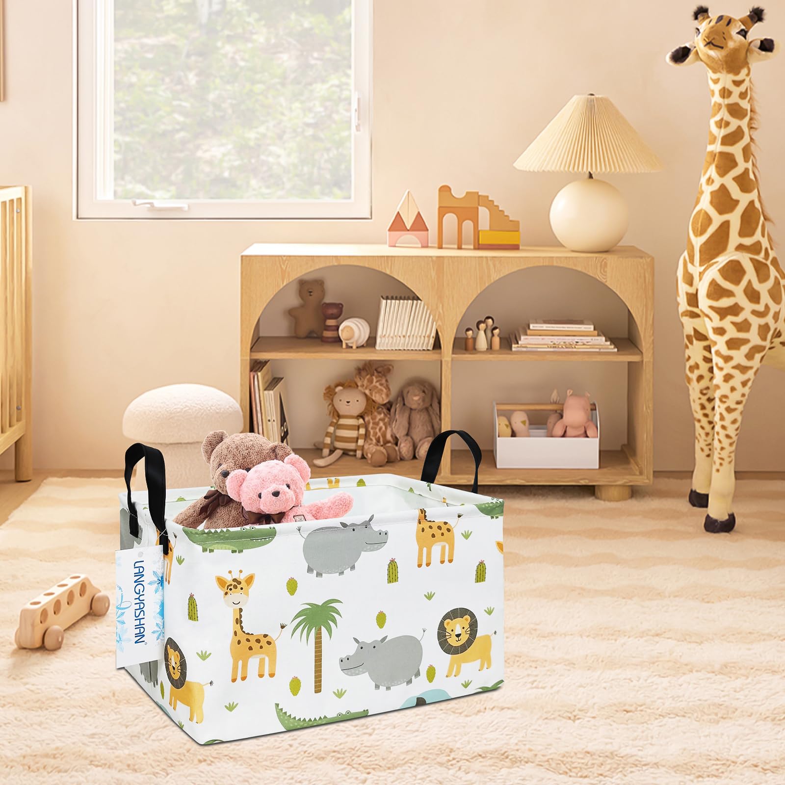 LANGYASHAN toy bin in kids room helps keep play areas tidy.